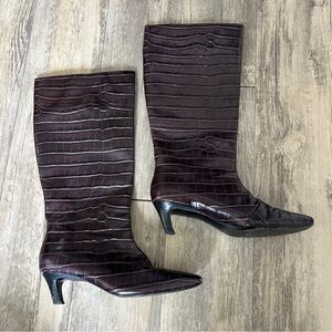 Song of Style from REVOLVE Roman Croc Embossed Boot in Brown